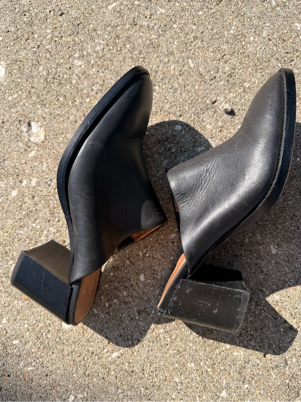 Madewell Black Leather Block-Heel Mules